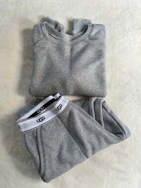 UGG Nena Sweatshirt & Cathy Joggers Lounge Set Grey Fleece Womens Size M